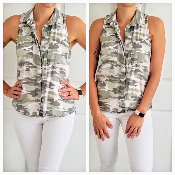 cloth & stone Tops - Cloth & Stone Button Down Camo Top